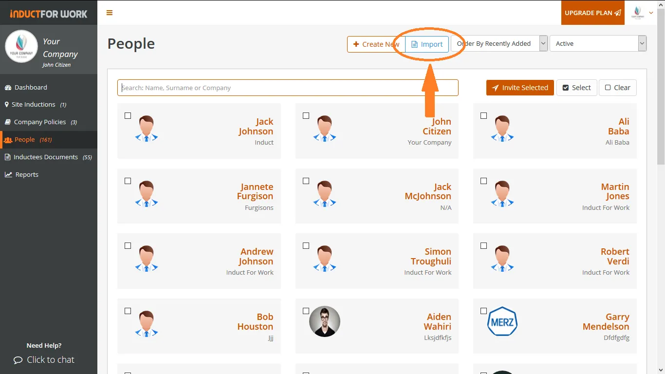 Online Inductions: How to import employee profiles