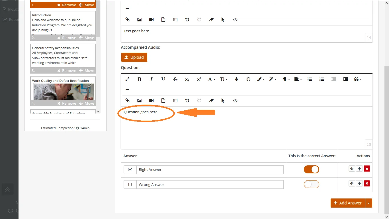 How to use editor to create your own online inductions