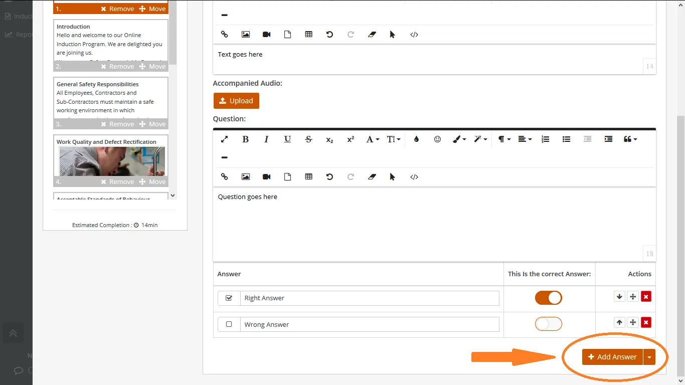 How to use editor to create your own online inductions