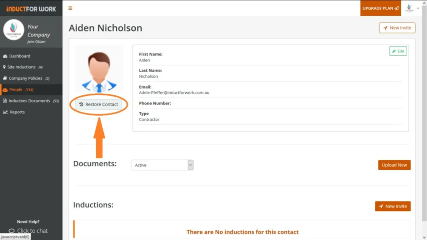 Online Inductions How to restore an archived profile 