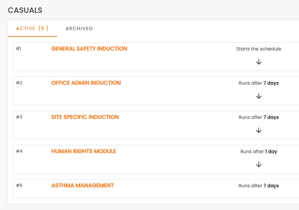 Online training schedule LMS