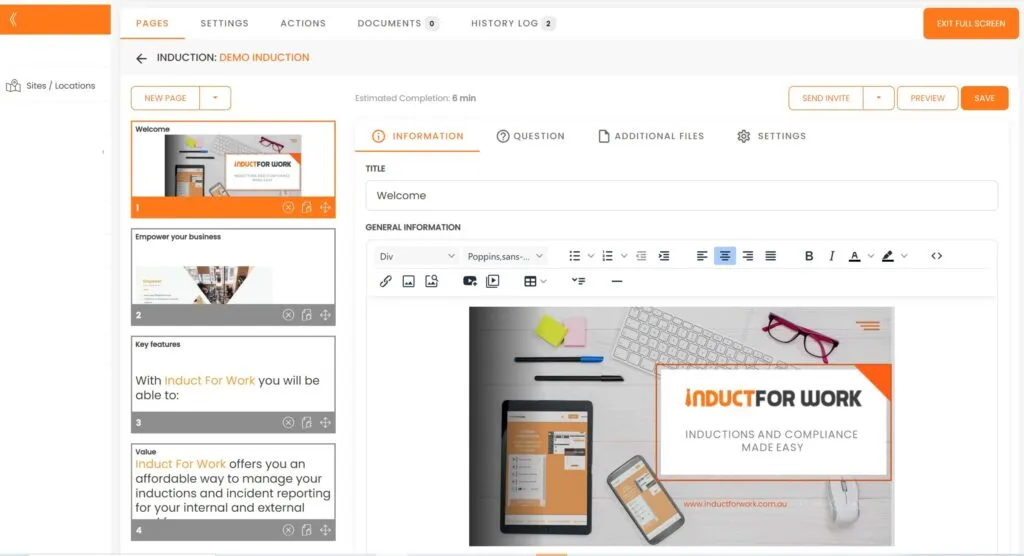 All industries LMS induction training for staff and contractors in the USA, Canada, Europe and UK